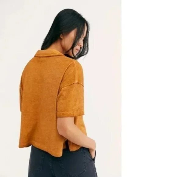 Free People Weekend Rush Henley Tee Copper. - Picture 5 of 5